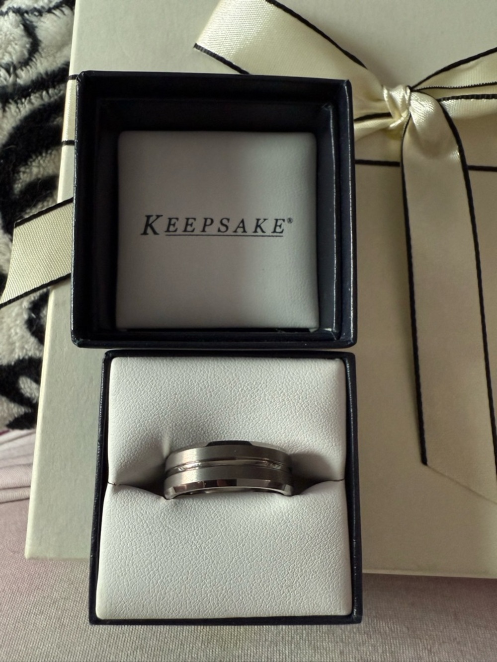 KEEPSAKE the Label Men’s Two-Tone Stainless Steel Band in Silver and Gunmetal
